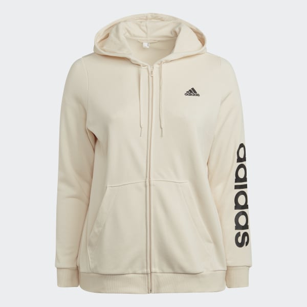 Beige Essentials Logo Full-Zip Hoodie (Plus Size) 28802