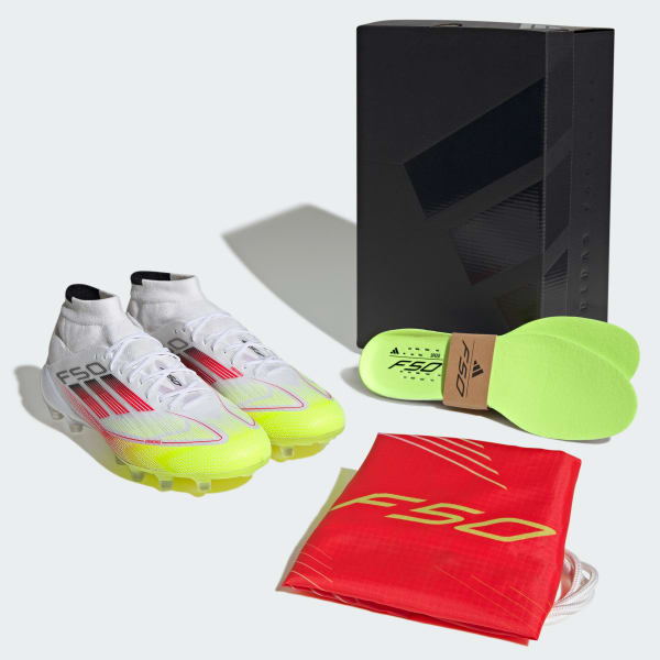 adidas F50 Elite Mid Artificial Grass Boots - White | adidas Australia