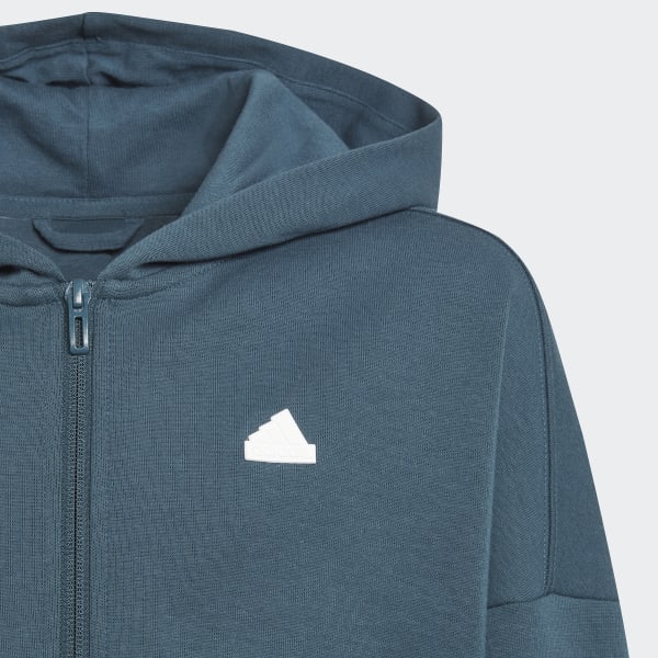 Turquoise Future Icons 3-Stripes Ritsjack met Capuchon