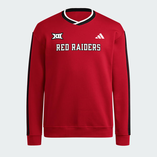 adidas Texas Tech Red Raiders 3-Stripes Fleece Jersey Crew Red