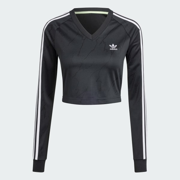 adidas Long Sleeve Cropped Jersey - Black | Women's Lifestyle 