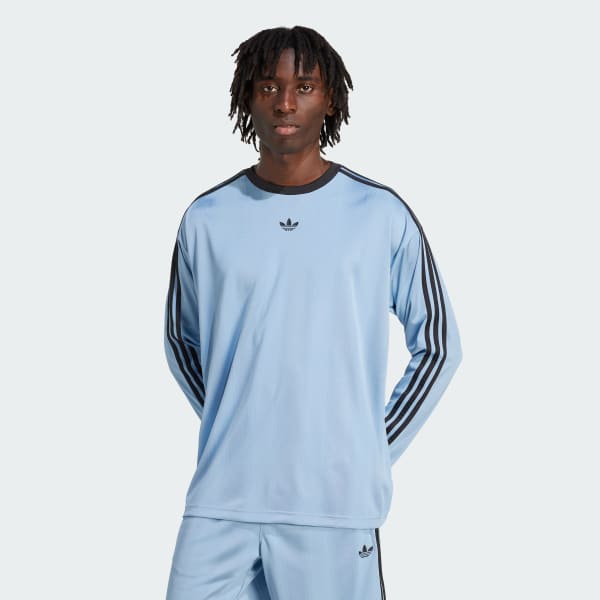 Blue 아디다스 아디컬러 자카드 롱 슬리브 저지