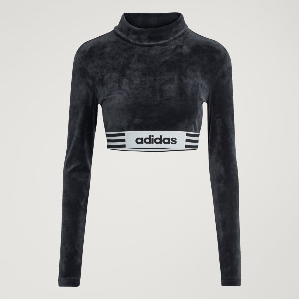 adidas Winterized LS Crop Tee - Black | Free Shipping with adiClub