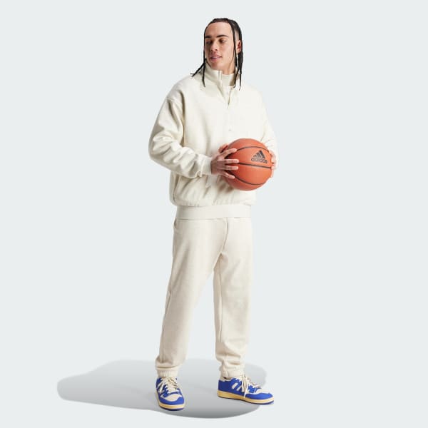 White adidas Basketball Half-Zip Sweatshirt