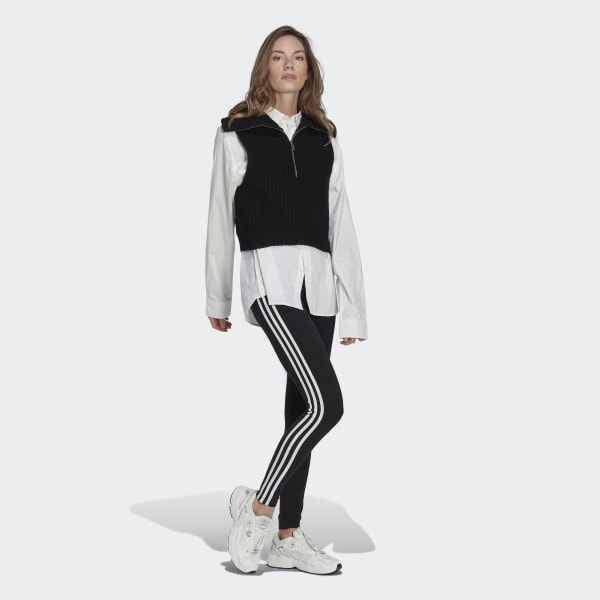 Adidas Originals Girls' 3 Stripes Leggings Black/White Size 6 climalite for  sale online