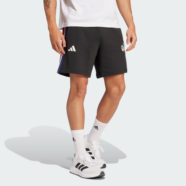 Black France Essentials 3-Stripes French Terry Shorts