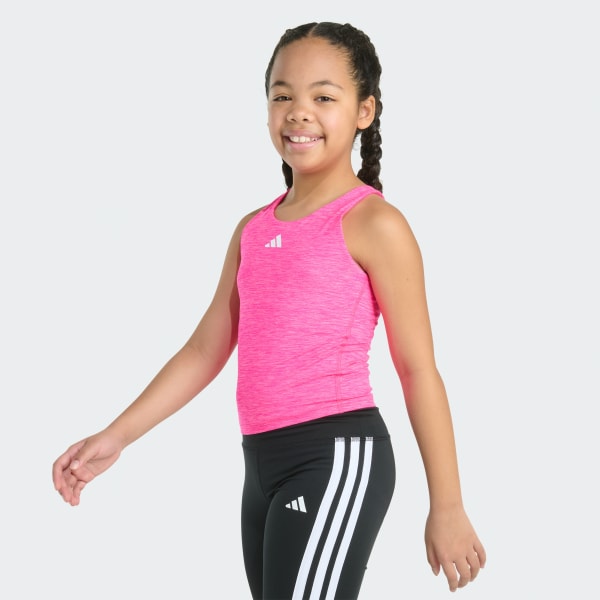 Pink Sleeveless Mélange Training Tank

