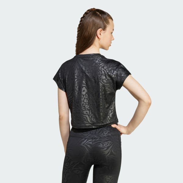 Svart All Sports Animal Print Crop Tee för barn