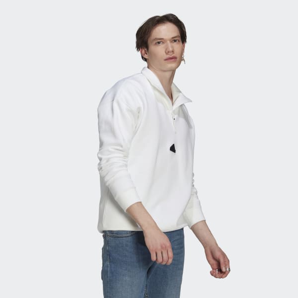 White 1/4 Zip Sweatshirt