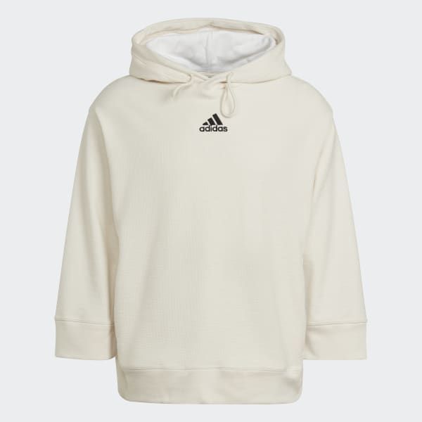 Beige Reversed French Terry kønsneutral hættetrøje
