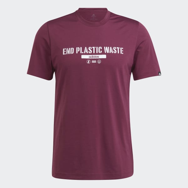 Burgundy Primeblue End Plastic Waste Slogan Graphic Tee