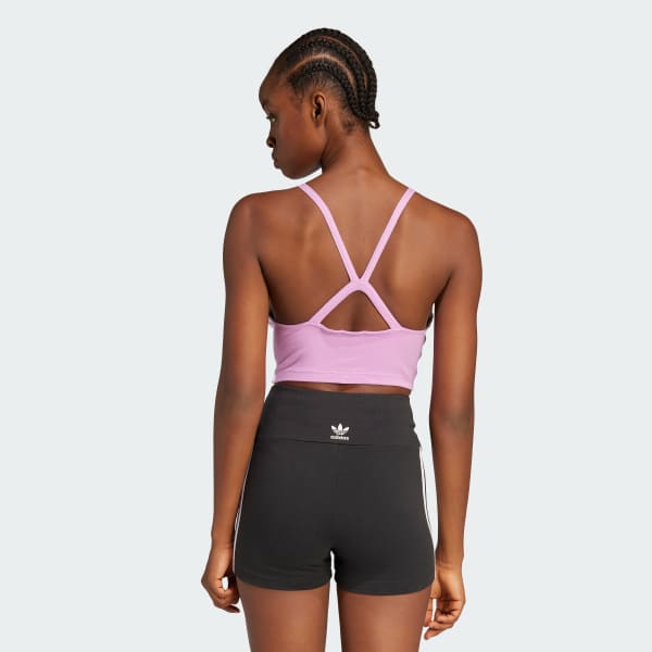 Roxo Top Cropped Adicolor Três Listras