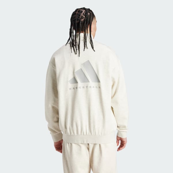 White adidas Basketball Half-Zip Sweatshirt