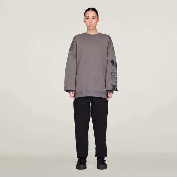 adidas Y-3 Graphic Crew Sweatshirt - Grey | Free Shipping