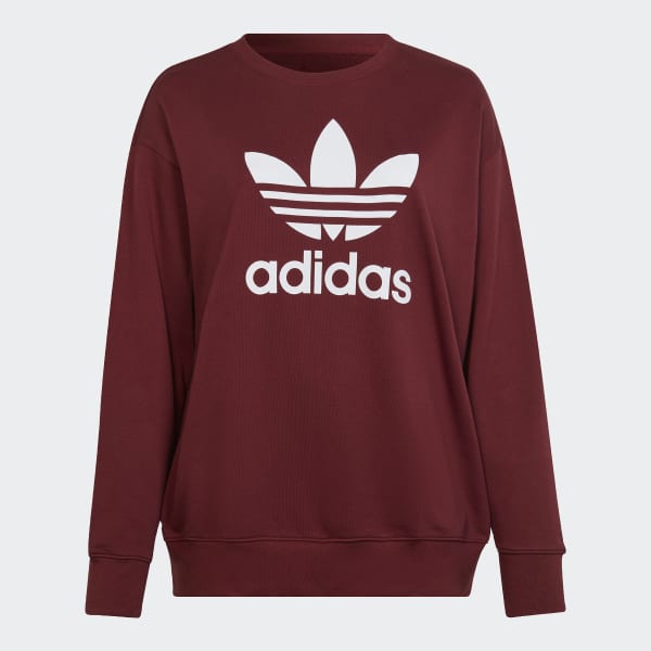 Bordowy Trefoil Crew Sweatshirt (Plus Size)