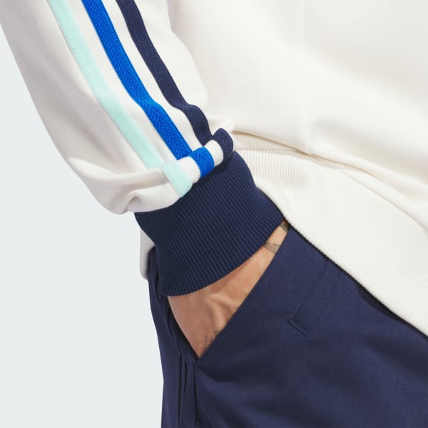 adidas Originals 3-Stripes 1/4 Zip Sweatshirt - White | Free