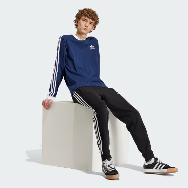 ブルー アディカラー クラシックス スリーストライプス 長袖Tシャツ