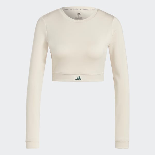 bézová Tričko Sports Club Long Sleeve Crop