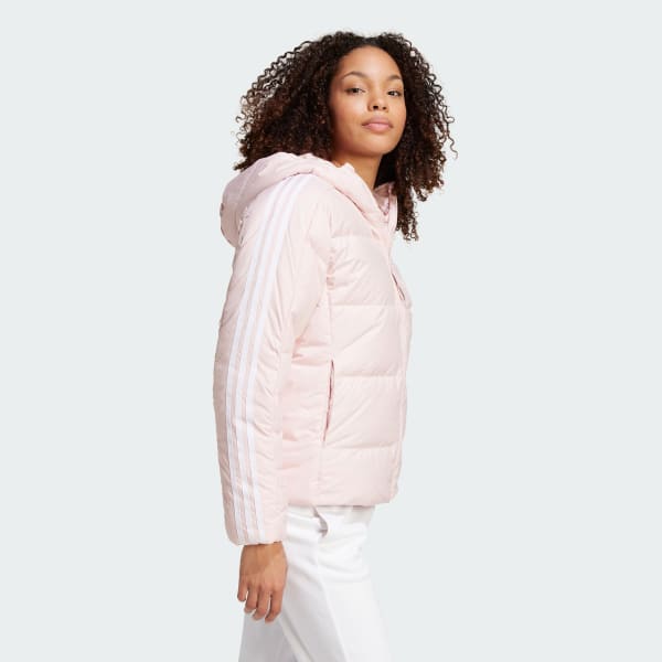 ruzová Bunda Essentials 3-Stripes Mid Down Hooded