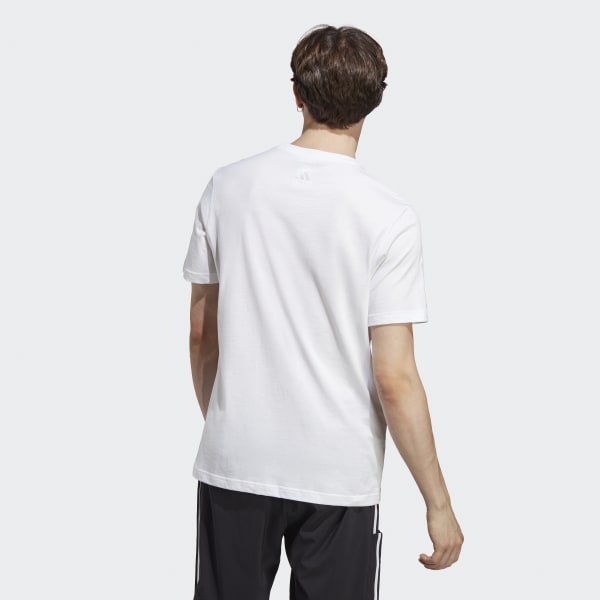 White Essentials Single Jersey Linear Embroidered Logo Tee