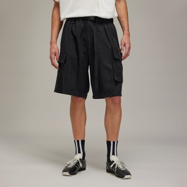 Black Y-3 Washed Twill Shorts