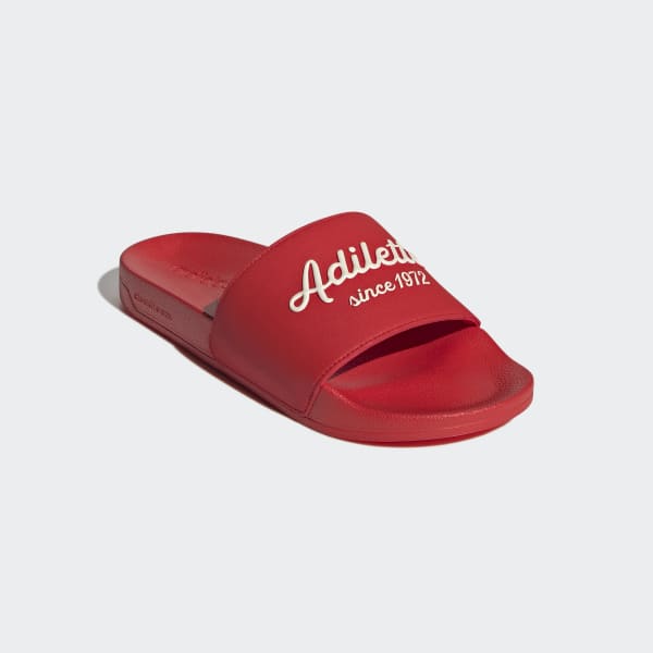 red adilette slides women's