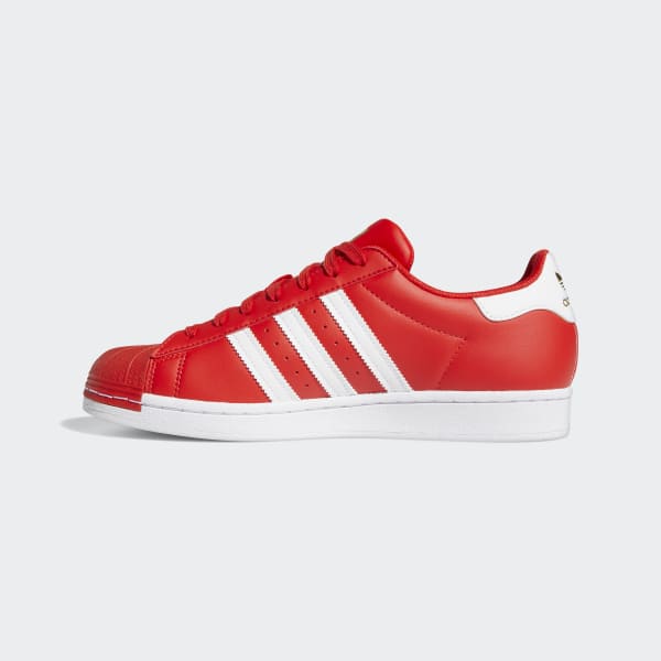 Red adidas Superstar Shoes, men lifestyle