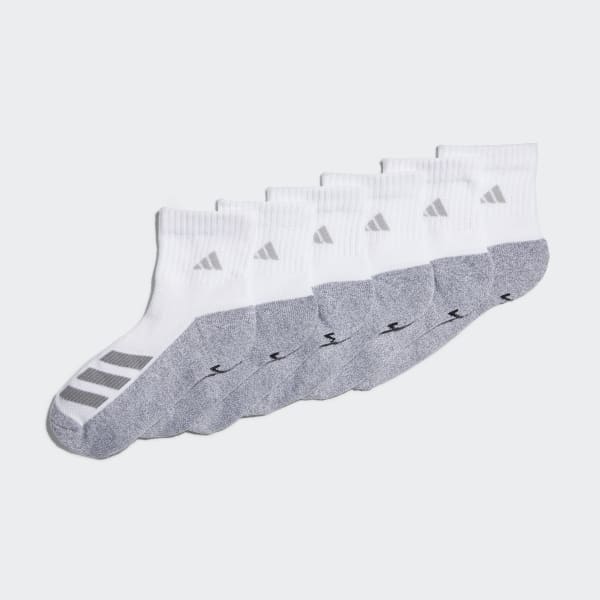 White Cushioned Angle Stripe Quarter Socks 6 Pairs
