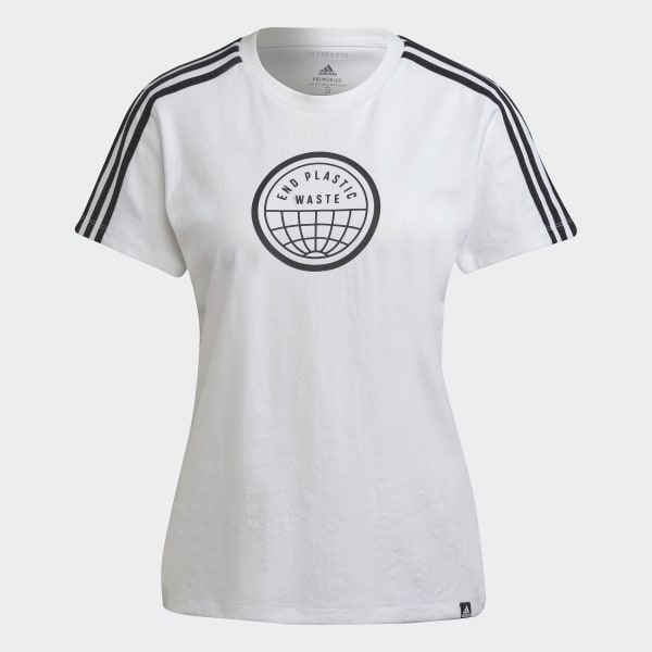 Blanco Remera Estampada End Plastic Waste 3 TIras Primeblue IYR08