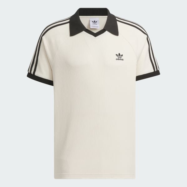 White Waffle Short Sleeve Polo Shirt