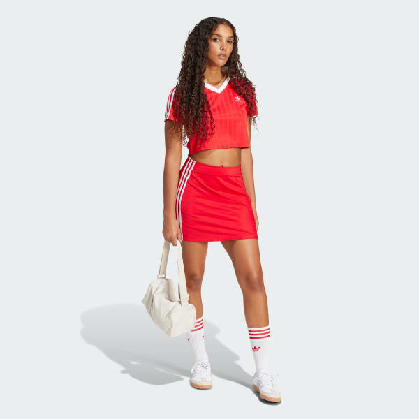 adidas Adicolor Football Jacquard V-Neck Crop Polo Shirt adidas Adicolor Football Jacquard V-Neck Crop Polo Shirt