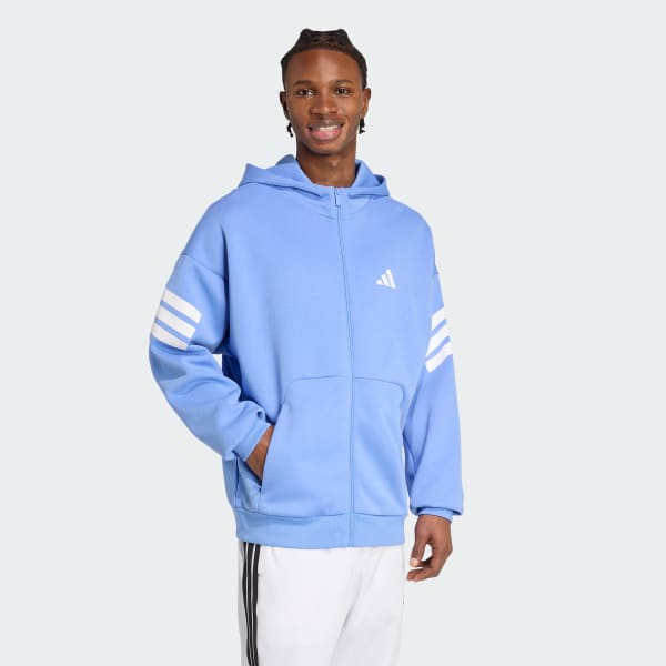 Blue Future Icons 3-Stripes Full-Zip Hoodie