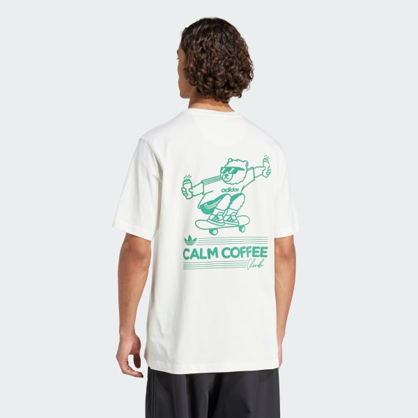 Putih Kaus Grafis Calm Coffee Bear