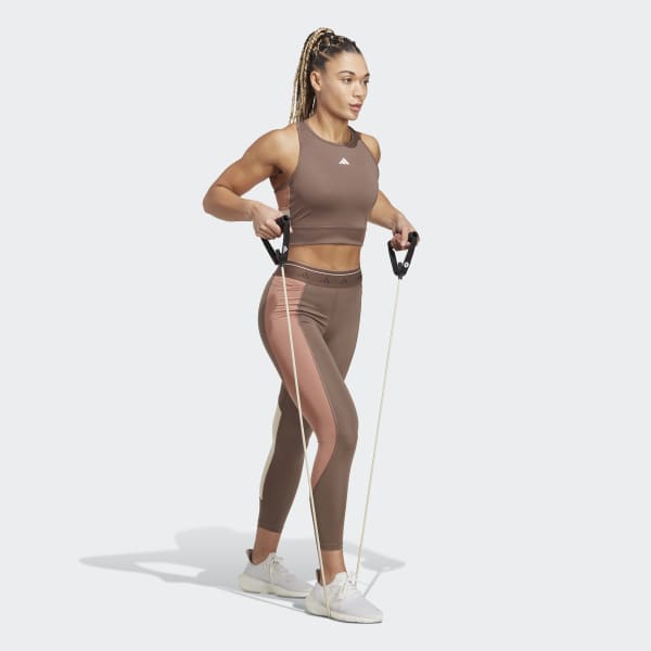 Brown Techfit Colorblock Crop Tank Top
