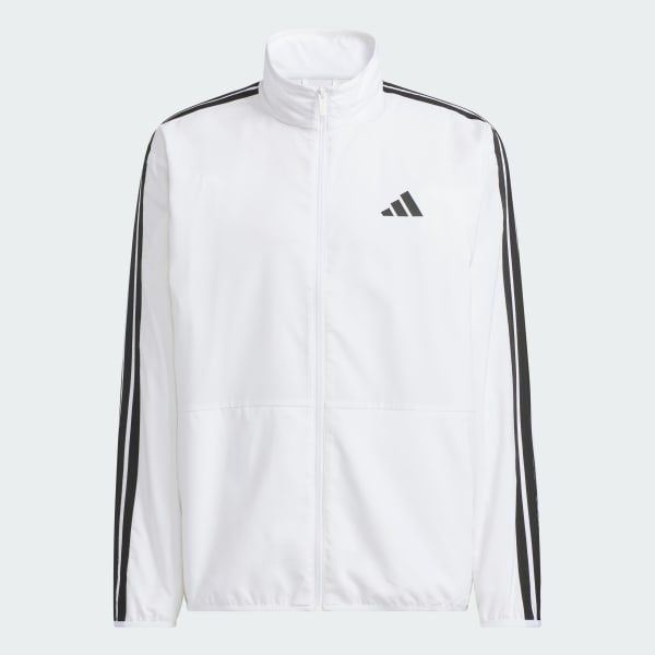 White 3-스트라이프 레귤러 핏 라이트 우븐 트랙 탑