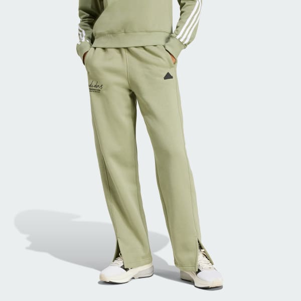 Gron Signature Graphic Embroidery Fleece Straight Leg Pant