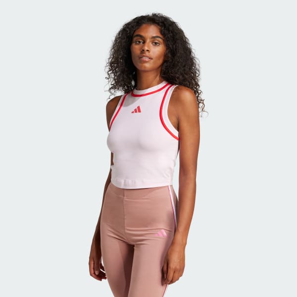 Pink Essentials Color-Pop Cotton Crop Tank Top