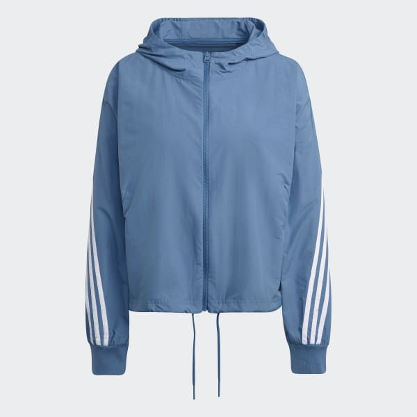 Light blue adidas windbreaker top