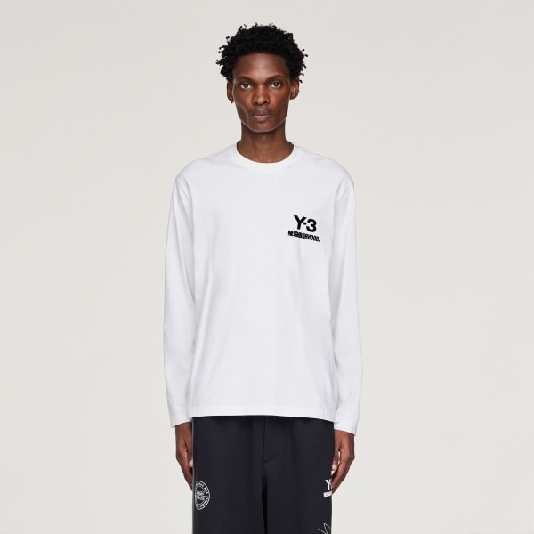White Y-3 NBHD LOGO LS TEE
