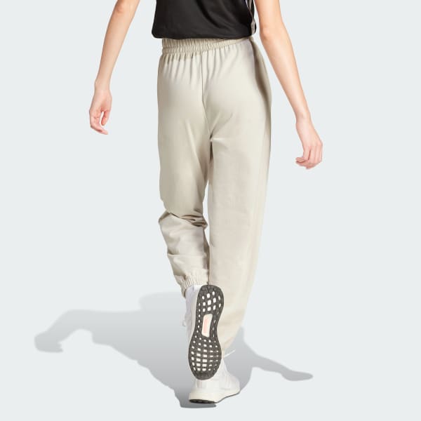 Beige Essentials Small Logo French Terry Cuffed Pants