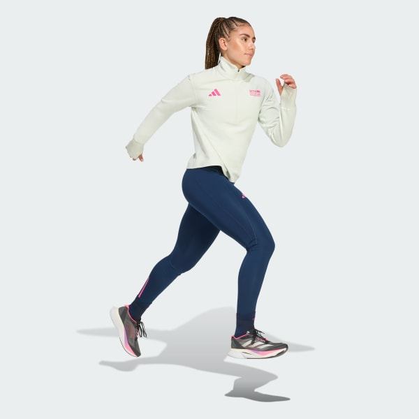 zelená Tričko s dlhým rukávom BMW Berlin-Marathon 2025 s polovičným zipsom