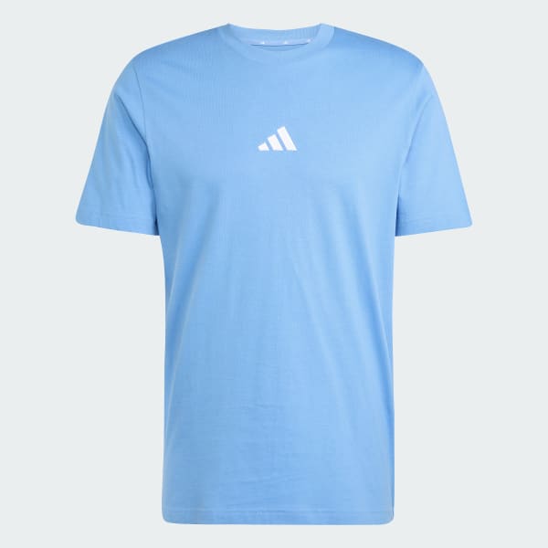adidas Essentials Small Logo Single Jersey Tee - Blue | Free