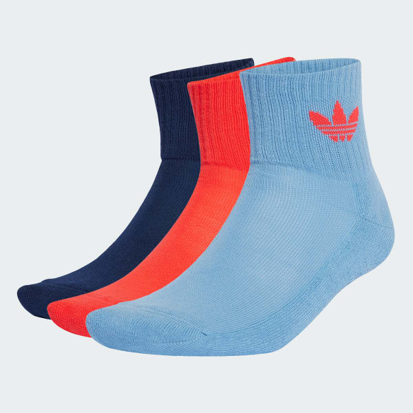 Blau Mid Crew Socken, 3 Paar
