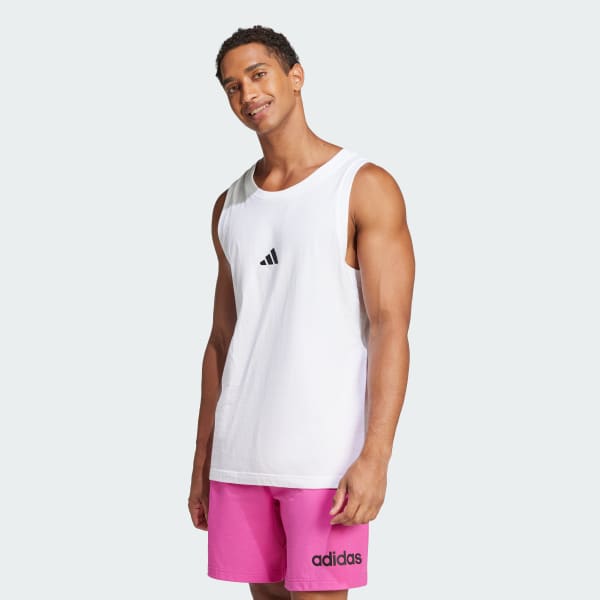 White Essentials Small Logo Tank Top