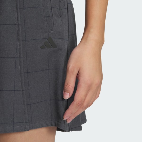 adidas テクスチャード チェック プリーツスカート ライク