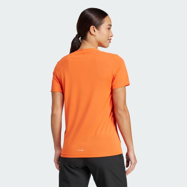 Orange TERREX 멀티 클라이마쿨 로고 테크 티