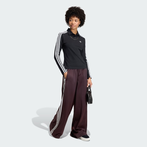 Brown 아디컬러 새틴 와이드 레그 트랙 팬츠