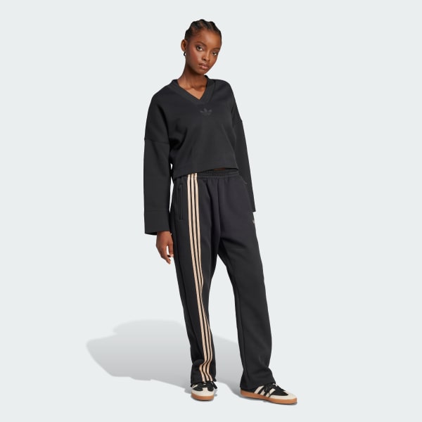adidas Oversized 3 Stripes Sweat Tracksuit Bottoms Black adidas Ireland