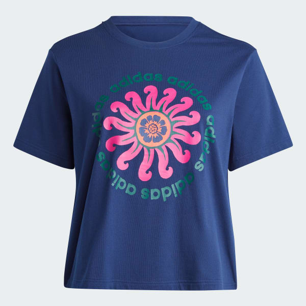 Azul Polo Estampado adidas x FARM Rio (Tallas Grandes)