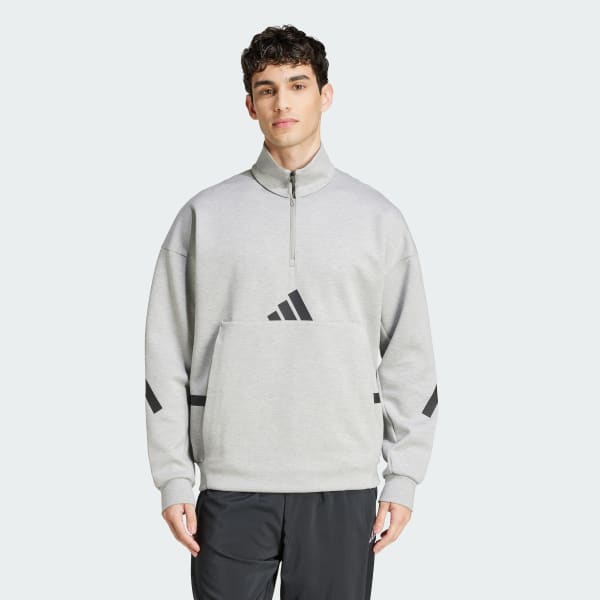 Grijs adidas Z.N.E. Sweatshirt met Korte Rits